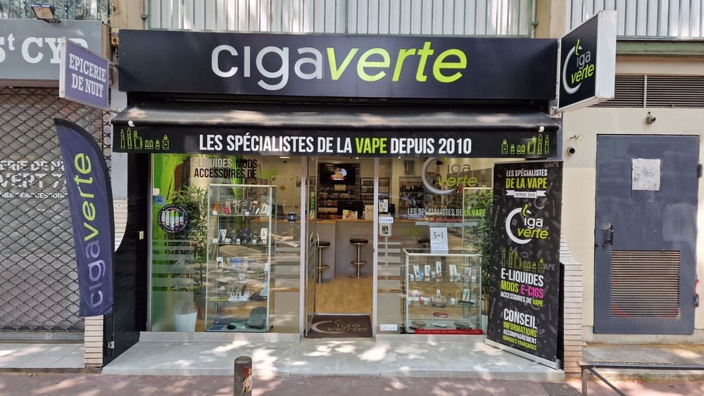 Devanture du magasin de cigarettes électroniques Cigaverte Toulouse.