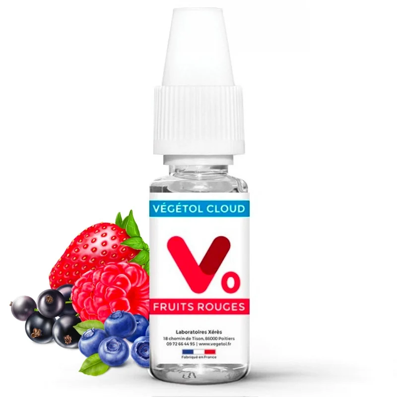 E-liquide en 10 ml, Cloud végétol saveur fruits rouges.