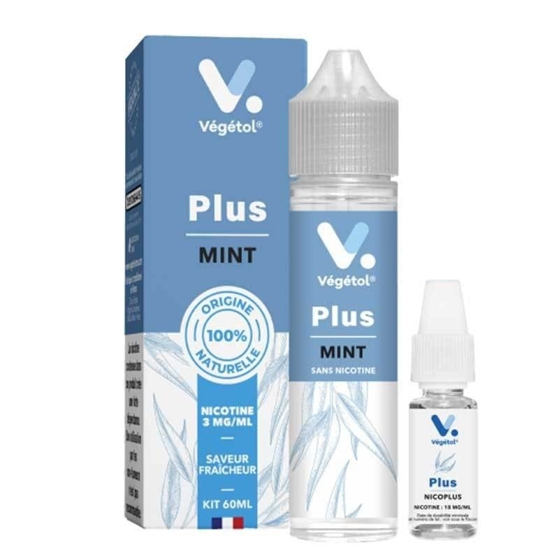 E-liquide 50 ml + 10 ml, 3 mg de nicotine. Plus mint Végétol.