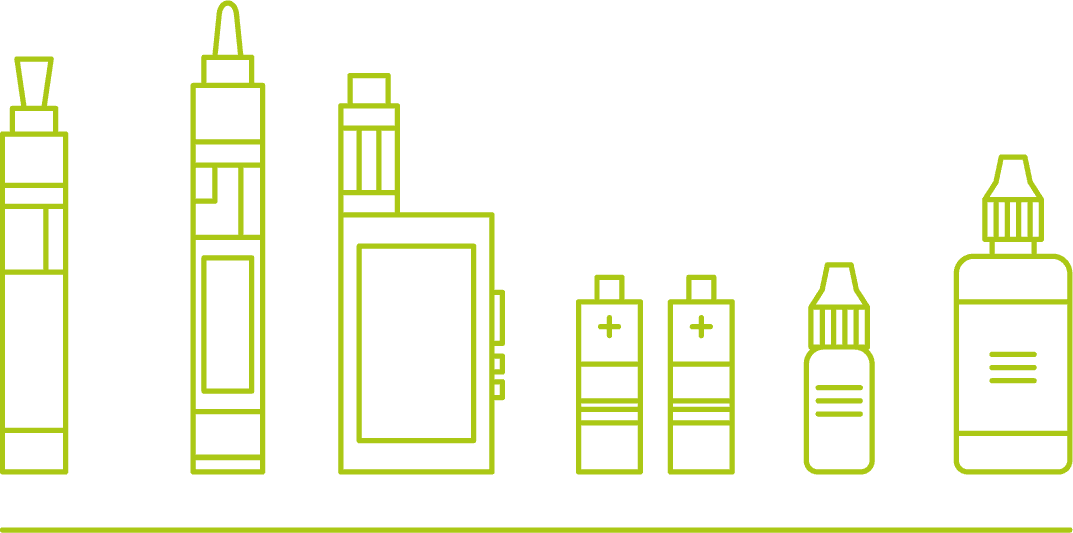 pictogrammes-cigarette-electronique-liquide Illustrations ou dessin de cigarettes électroniques et e-liquides.